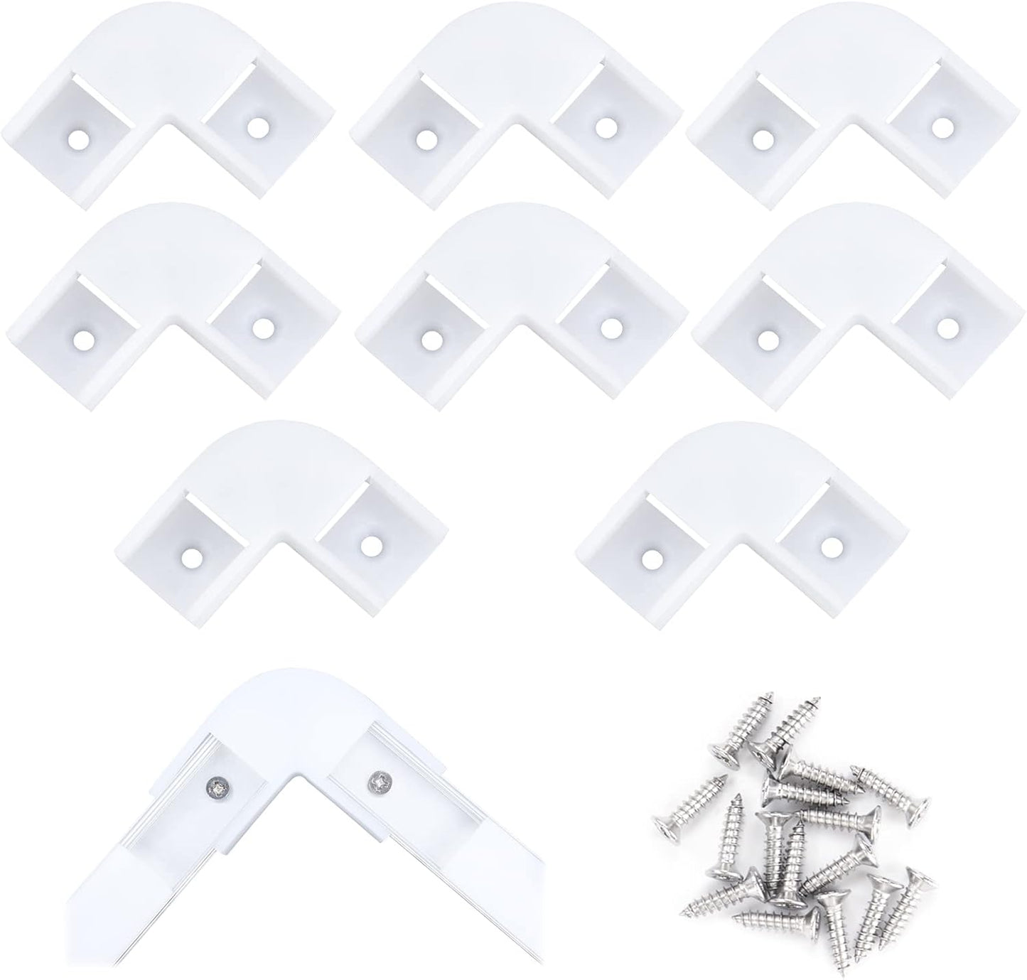 8Pack White Corner Connector Kit for LED Channel L Shape 90 Degree Connectors Fit  U1SW U Shape 17X7Mm LED Strip Channel LC07