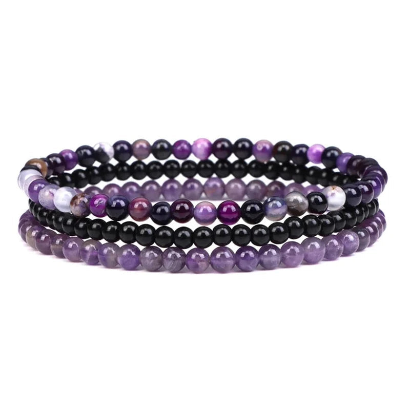 Amethyst Stress Relief Beaded Bracelet Set