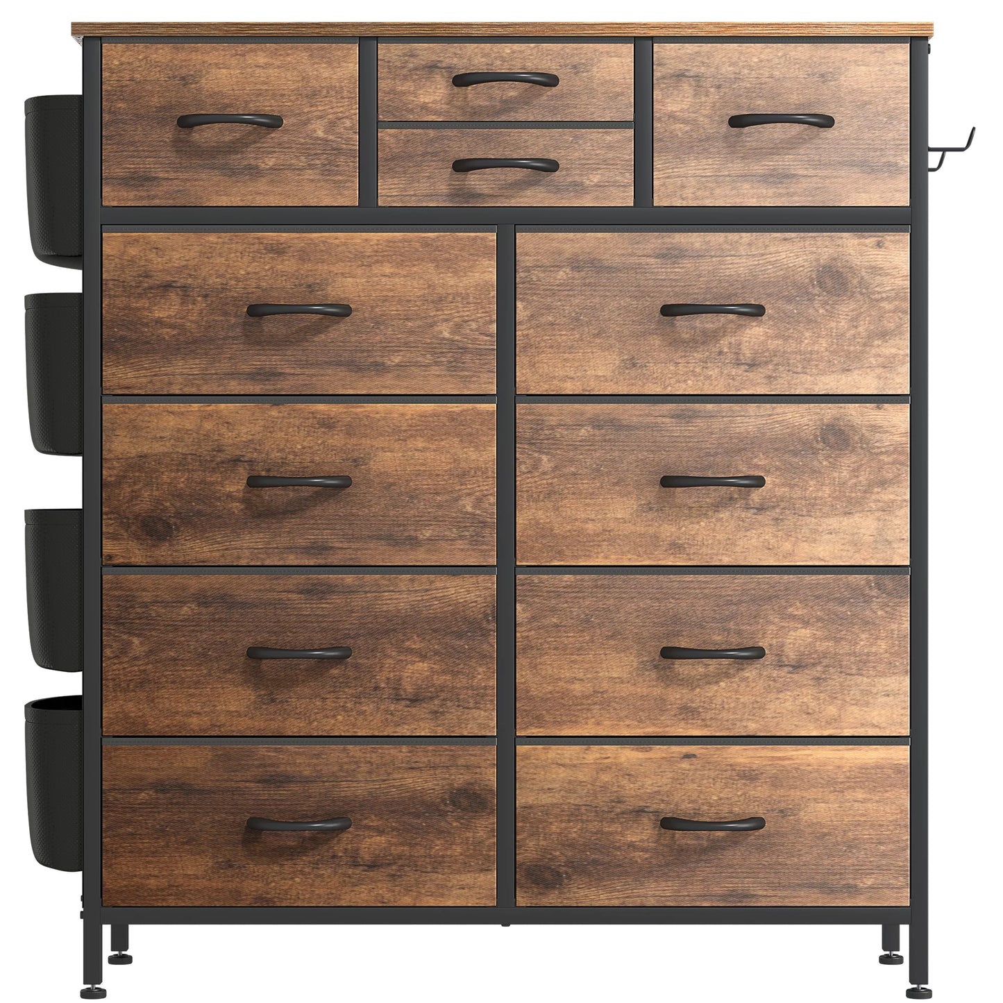 Dresser for Bedroom with 12 Drawer Tall Dresser Chest of Drawers Fabric Dressers Storage for Closet Living Room Hallway, Rustic Brown