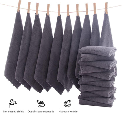 Ultra Soft Premium Washcloths Set - 12 X 12 Inches - 24 Pack - Quick Drying - Highly Absorbent Coral Velvet Bathroom Wash Clothes - Use as Bath, Spa, Facial, Fingertip Towel (Grey)