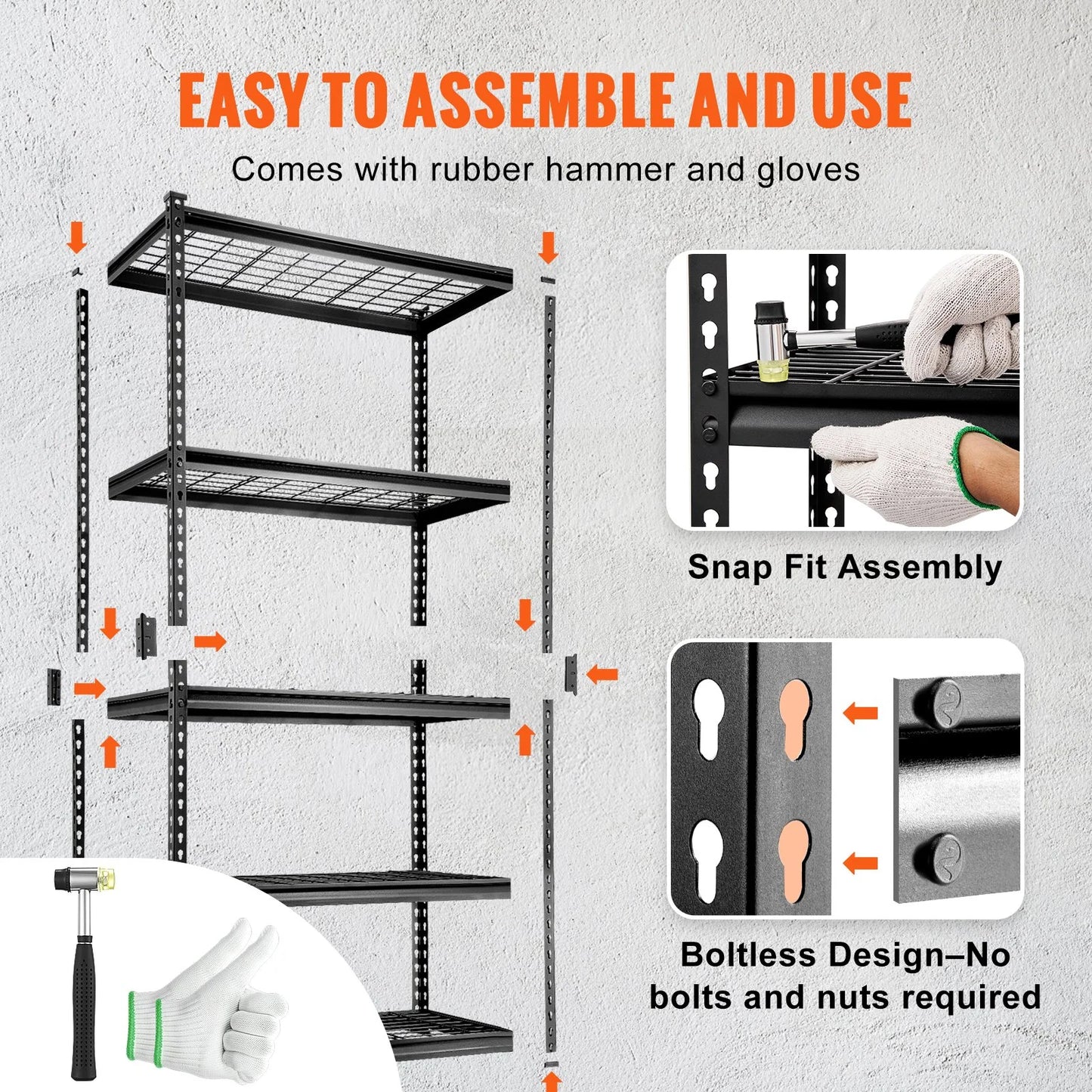 VEVOR Storage Shelving Unit, 5-Tier Adjustable, 2000 Lbs Capacity, Heavy Duty Garage Shelves Metal Organizer Wire Rack, Black, 36 L X 16 W X 72 H for Kitchen Pantry Basement Bathroom Laundry Closet