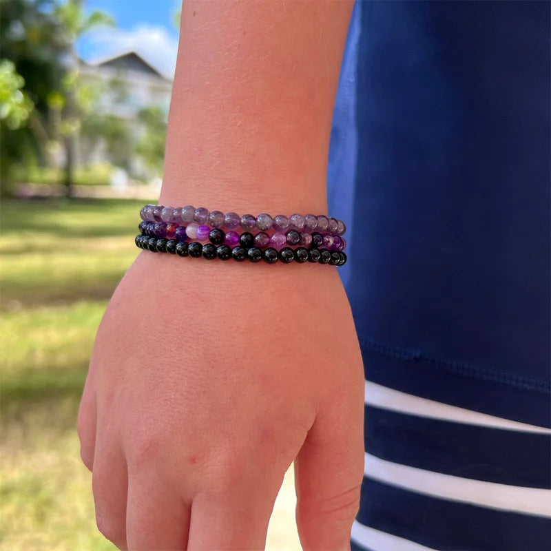 Amethyst Stress Relief Beaded Bracelet Set