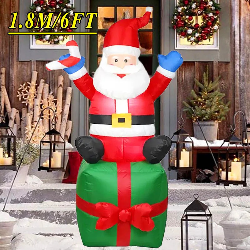 Christmas Inflatable Decoration Toy Built-In LED Lights Inflatable Model Ornament Xmas Party New Year Garden Indoor Outdoor Deco