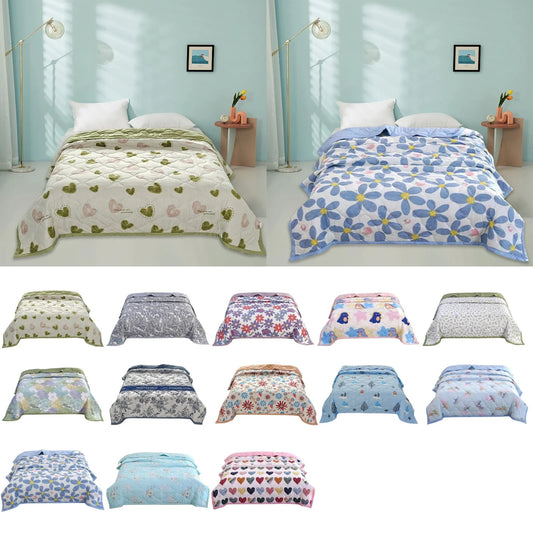 Clearance!  Four Piece Bedding Set, Summer Blanket Bed Blanket Skin Friendly Plain Print Washed Cotton Bed Blanket Cool Comforter Hot Sleeping Summer Comforter Ventilated Comforter