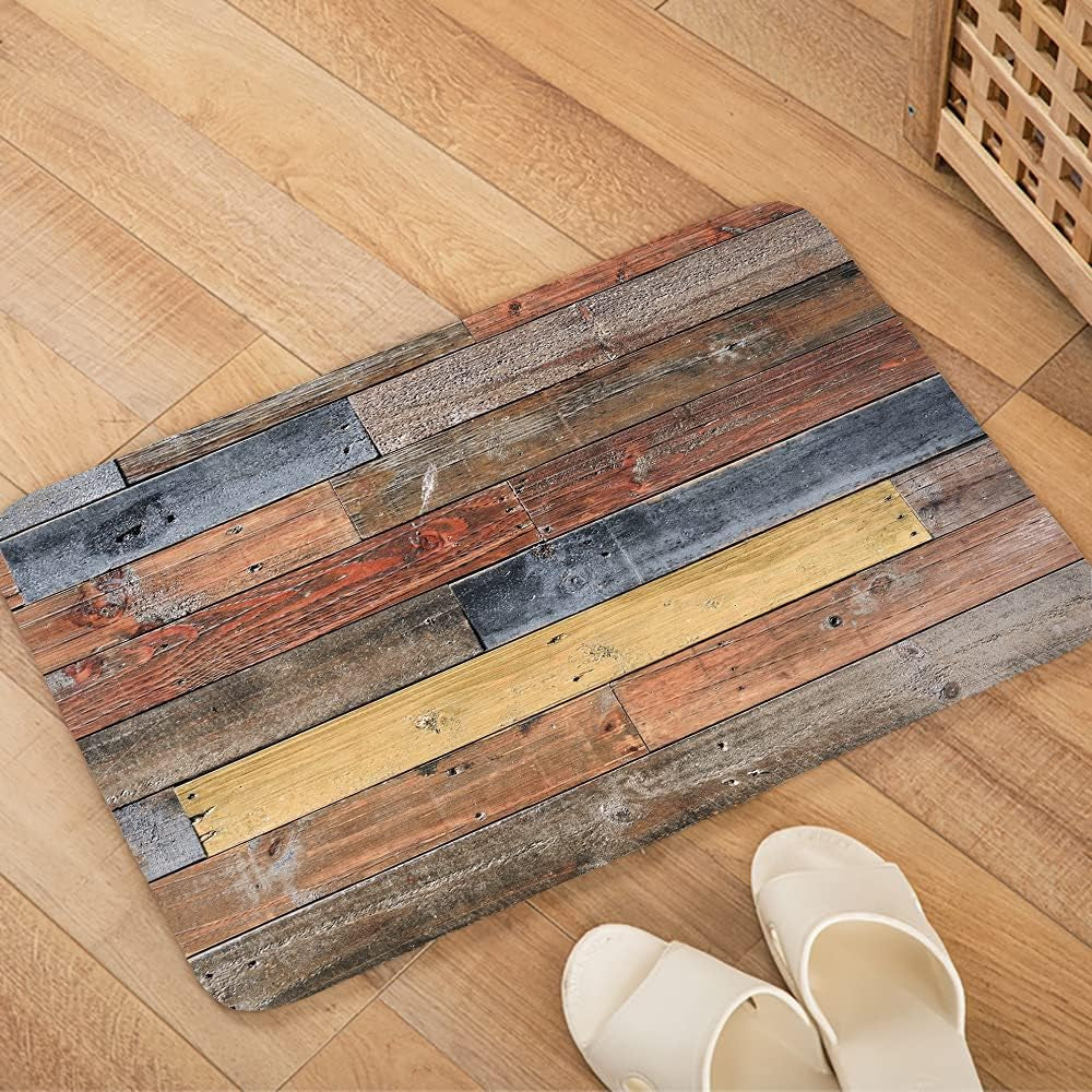 Flannel Mat Non Slip Bright 3D Print for Bedside and Living Room,Clearance Mats Absorbent Moisture Dust Forlaundry Room,Bath Rugs Sponge Foam Soft for Bathroom and Kitchenrustic Old Wooden Board