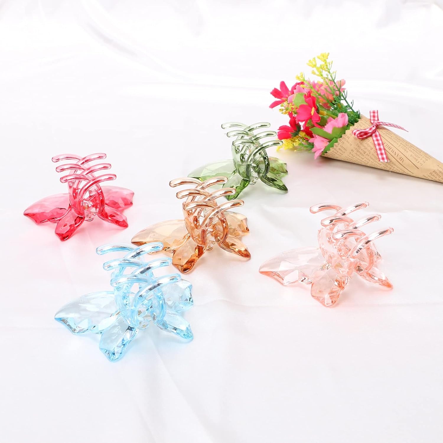 Hair Accessories - 3.3 Inch Butterfly Hair Claw Clips, Large Sized Jaw Clips for Girls and Women, 5 Pack