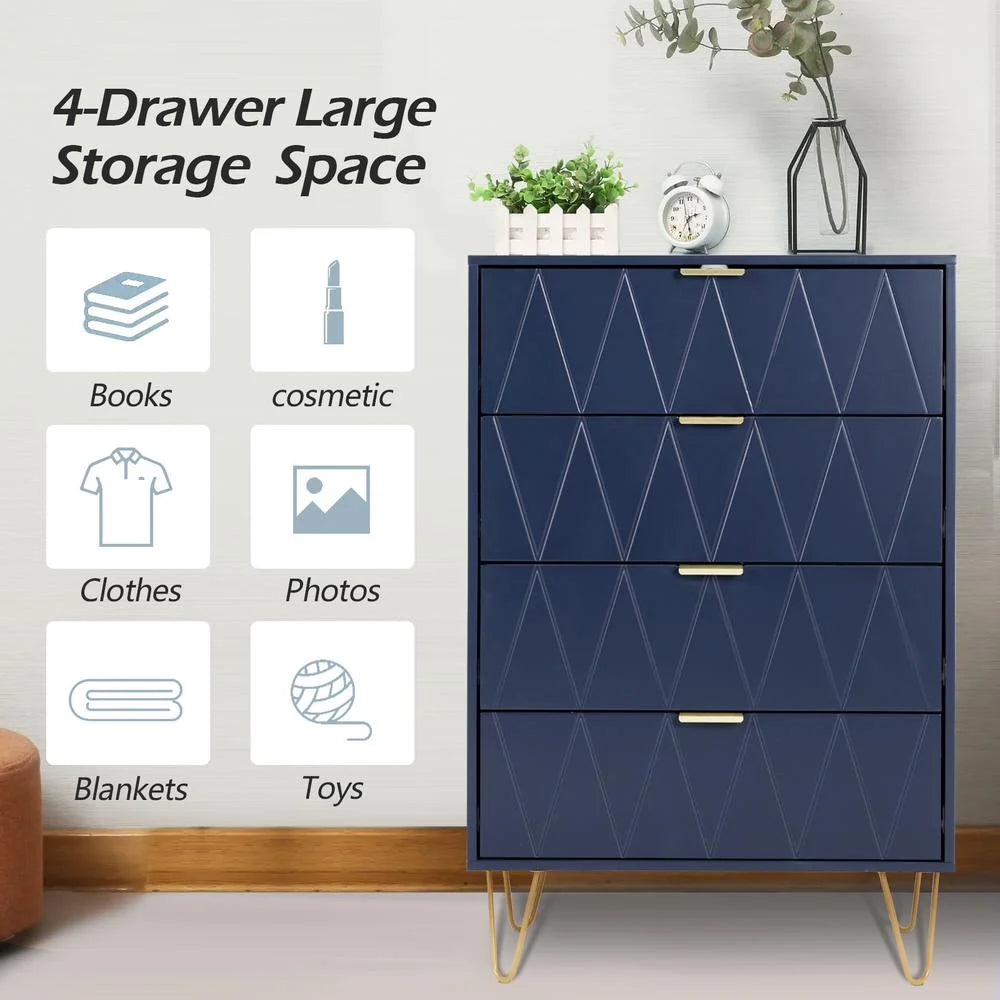 4-Drawer Dressers Makeup Organizer in Blue