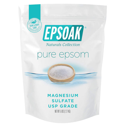 Epsom Salt 5 Lb Resealable Bulk Bag, Magnesium Sulfate USP. Unscented, Made in the USA, Cruelty-Free Certified