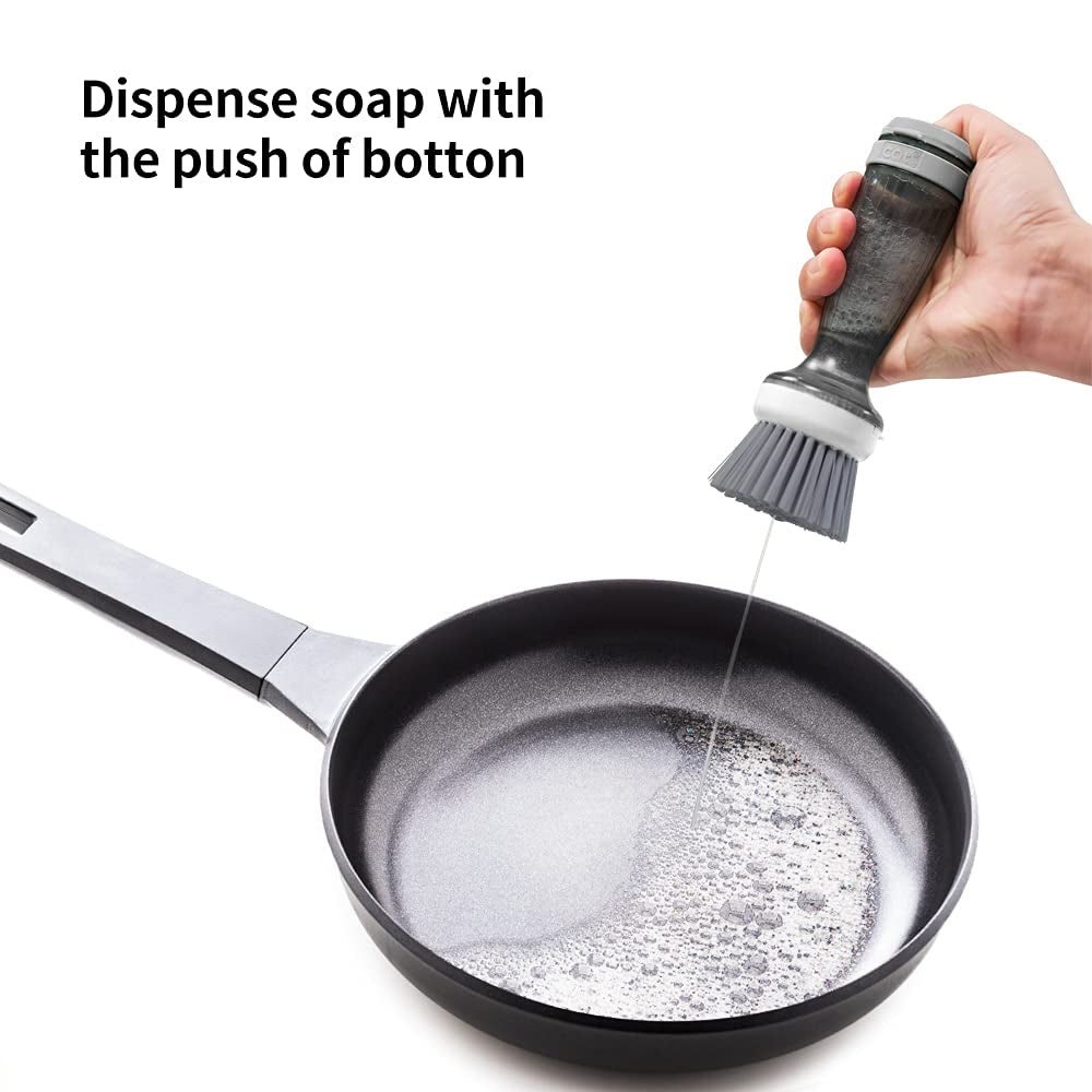 Pot Brush Dish Brush Dish Scrub Brush with Soap Dispenser for Dishes Kitchen Sink Pot Pan