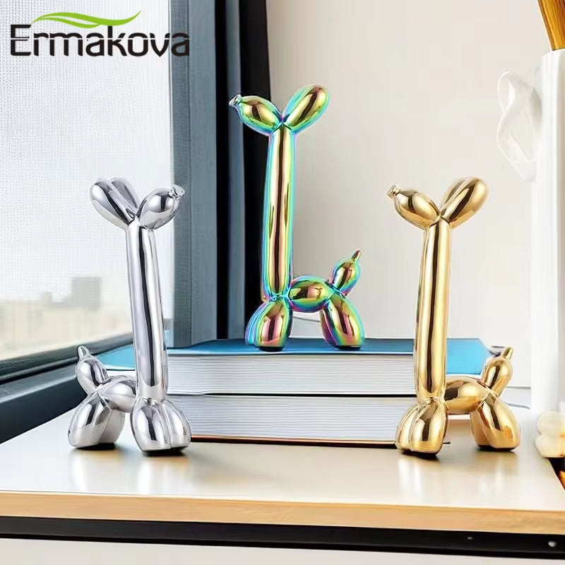 Creative Balloon Dog Abstract Ceramic Ornaments Sculpture Study Room Statue Home Office Accessories Decoration Gift