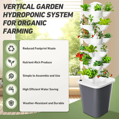 Hydroponic Planting System Kit, Indoor Vertical Garden Planting Machine, Timed Plug for Automatic Watering, 30 Plant