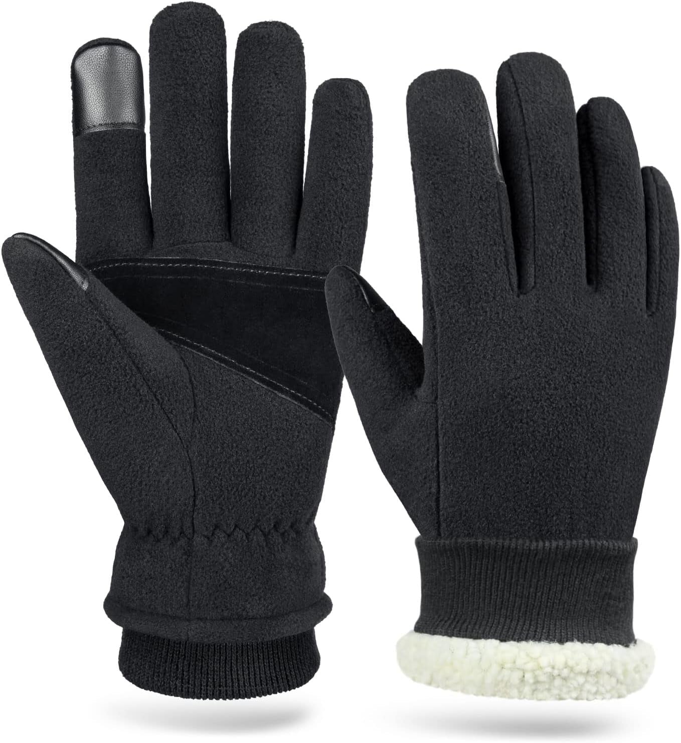 Cold Weather Gloves | Winter Fleece Warm Gloves | Men & Women Touchscreen Insulated Thermal Gloves for Ski Cycling