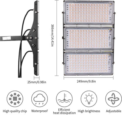 10Pcs 300W LED Flood Light Outdoor, IP65 Waterproof LED Security Lights, 27000LM 3000K Warm White LED Stadium Light, Floodlight Landscape Wall Light for Yard, Street, Parking Lot, Garage