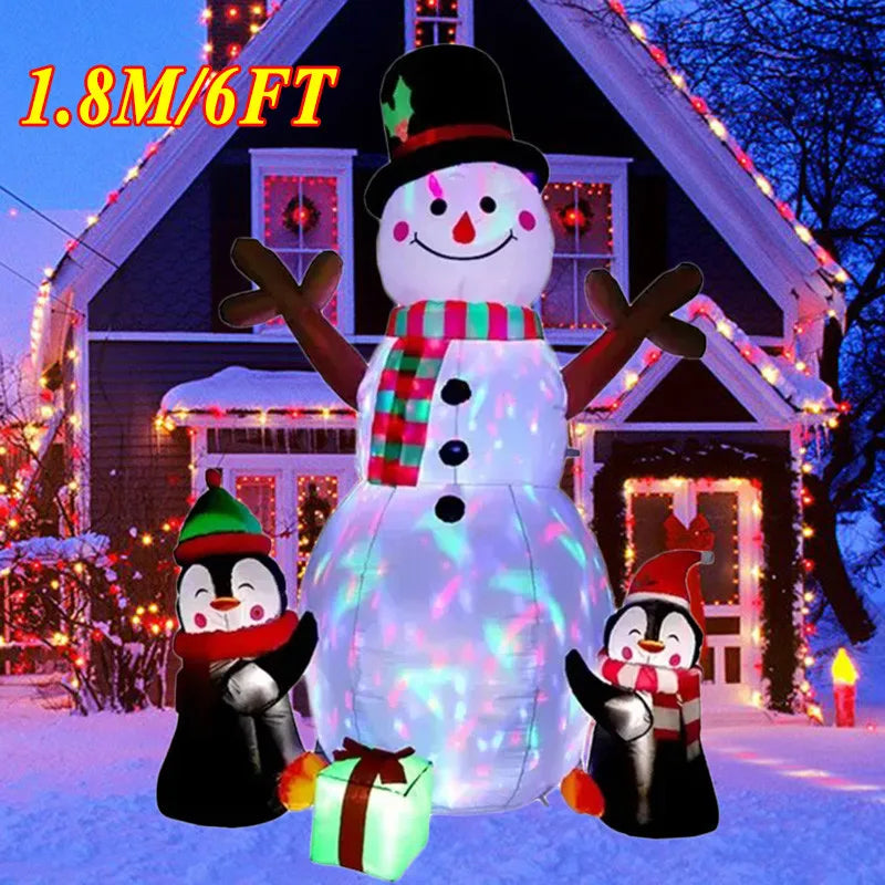 Christmas Inflatable Decoration Toy Built-In LED Lights Inflatable Model Ornament Xmas Party New Year Garden Indoor Outdoor Deco