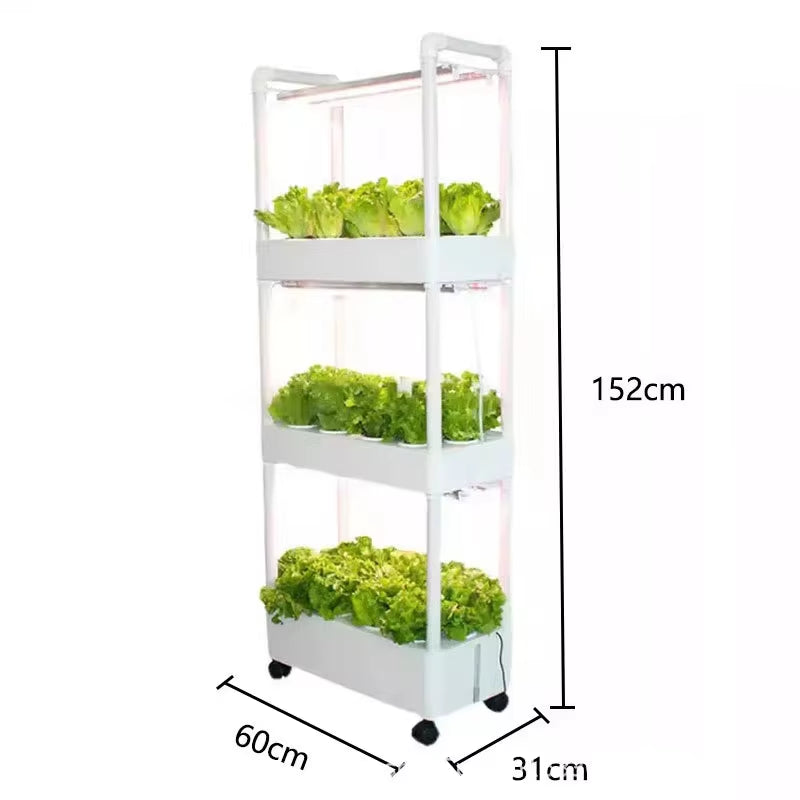 Home Garden Tower Indoor Hydroponic System Kit, 3 Layers, 42 Holes, 6 Pcs of Grow Light