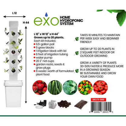 Vertical Hydroponic Garden Tower System Indoors and Out