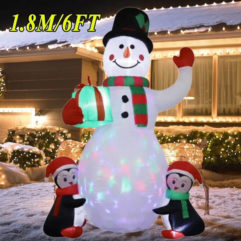 Christmas Inflatable Decoration Toy Built-In LED Lights Inflatable Model Ornament Xmas Party New Year Garden Indoor Outdoor Deco