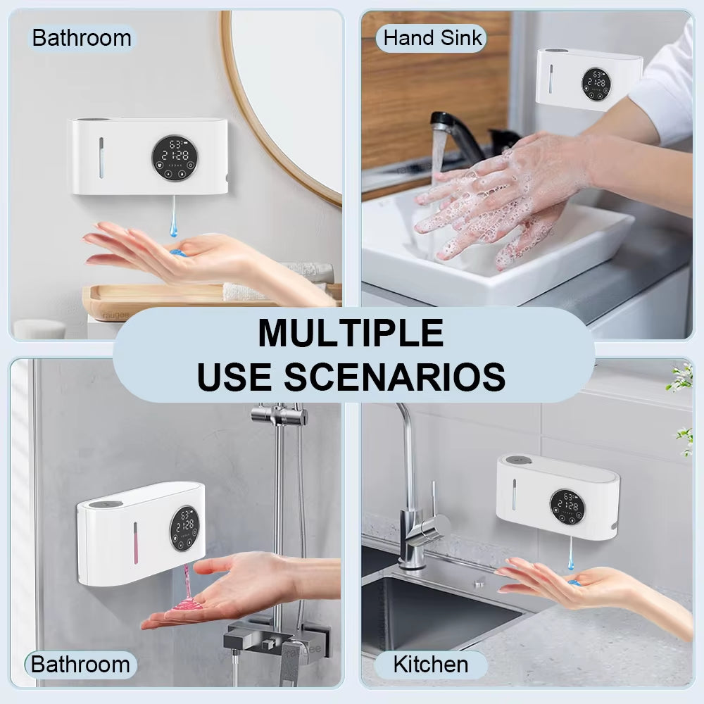 Automatic Soap Dispenser Wall-Mounted Touchless Sensor Soap Dispenser with LED Screen 500ML Hand Wash Liquid Foam Soap Dispenser