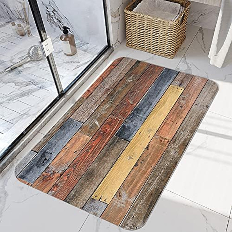 Flannel Mat Non Slip Bright 3D Print for Bedside and Living Room,Clearance Mats Absorbent Moisture Dust Forlaundry Room,Bath Rugs Sponge Foam Soft for Bathroom and Kitchenrustic Old Wooden Board