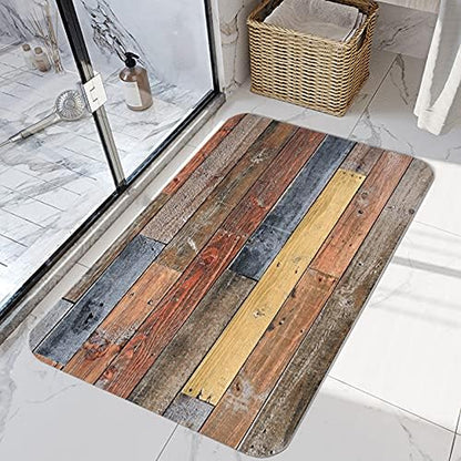 Flannel Mat Non Slip Bright 3D Print for Bedside and Living Room,Clearance Mats Absorbent Moisture Dust Forlaundry Room,Bath Rugs Sponge Foam Soft for Bathroom and Kitchenrustic Old Wooden Board