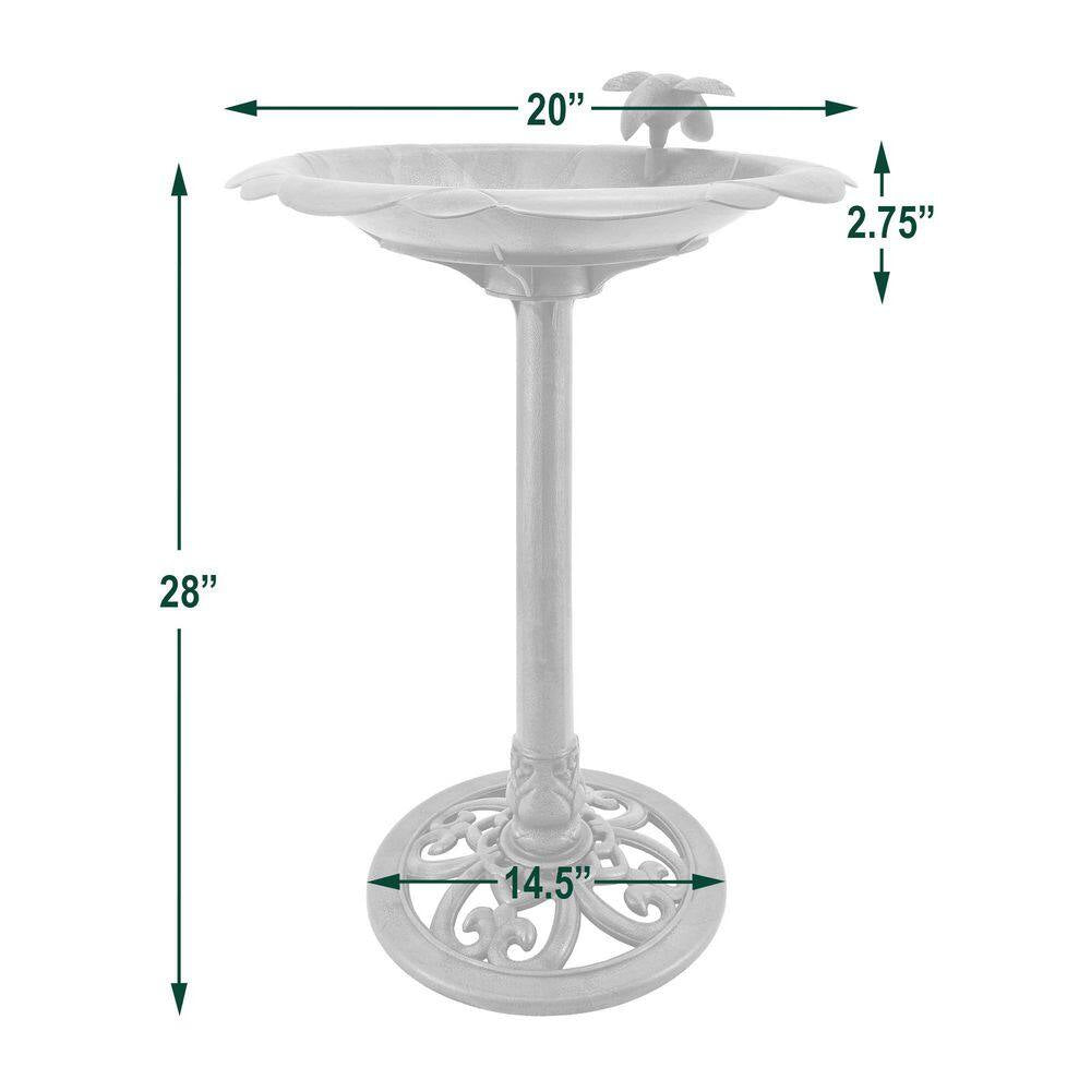 19-1/2 In. X 19-1/2 In. X 27 In. Polypropylene Verdigris Birdbath