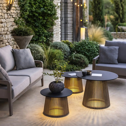 Outdoor Table with Solar Lights