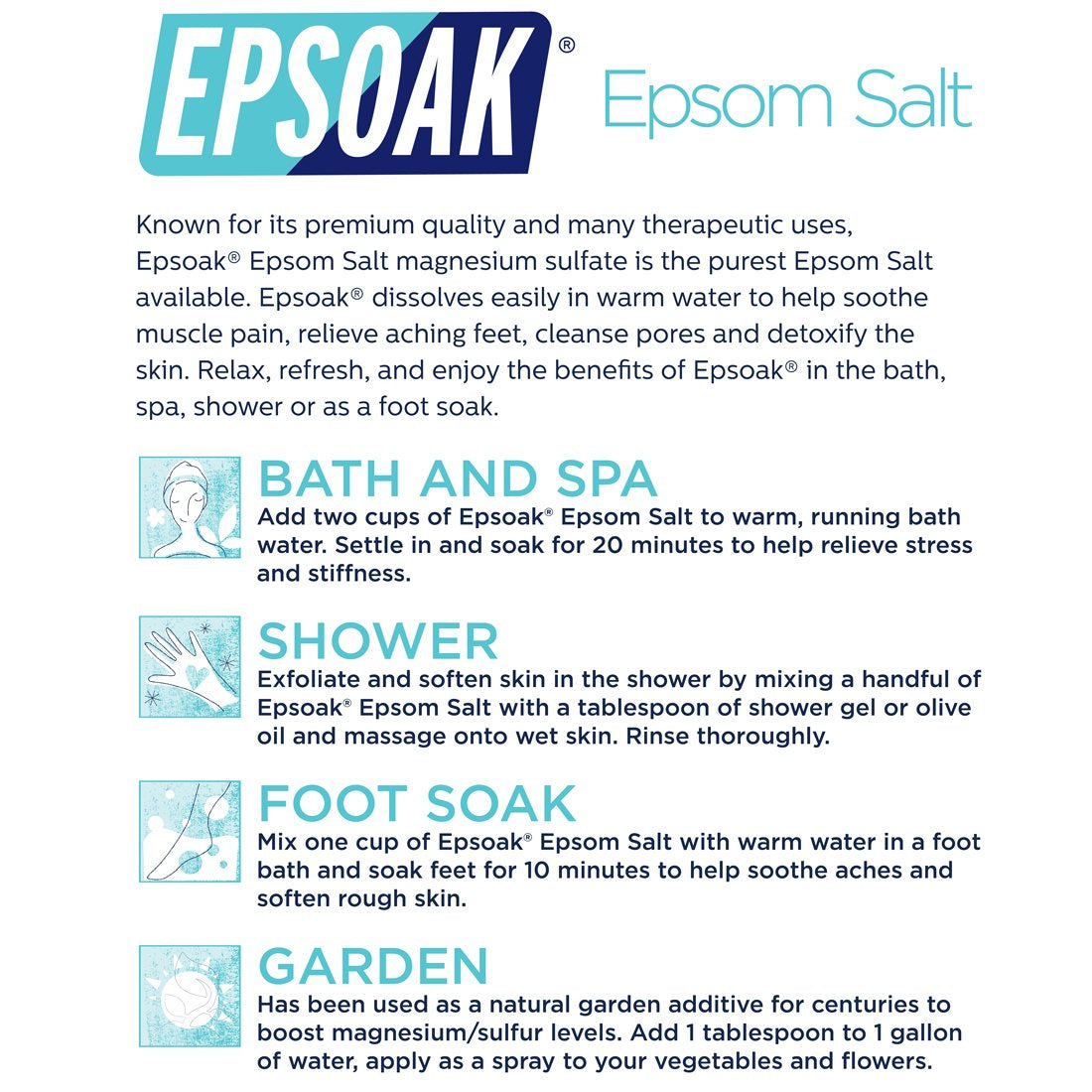 Epsom Salt 5 Lb Resealable Bulk Bag, Magnesium Sulfate USP. Unscented, Made in the USA, Cruelty-Free Certified