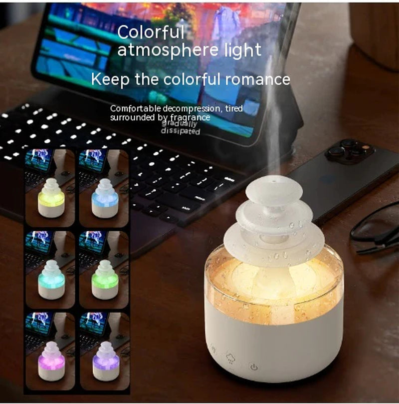 Rain Cloud Night Light Humidifier with Raining Water Drop Sound and 7 Color Led Light Essential Oil Diffuser Aromatherapy