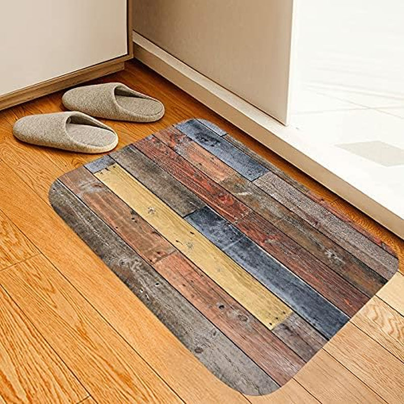 Flannel Mat Non Slip Bright 3D Print for Bedside and Living Room,Clearance Mats Absorbent Moisture Dust Forlaundry Room,Bath Rugs Sponge Foam Soft for Bathroom and Kitchenrustic Old Wooden Board