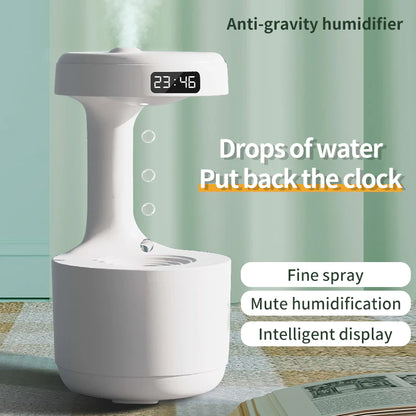 Bedroom Anti-Gravity Humidifier with Clock Water Drop Backflow Aroma Diffuser Large Capacity Office Bedroom Mute Heavy Fog Household Sprayer