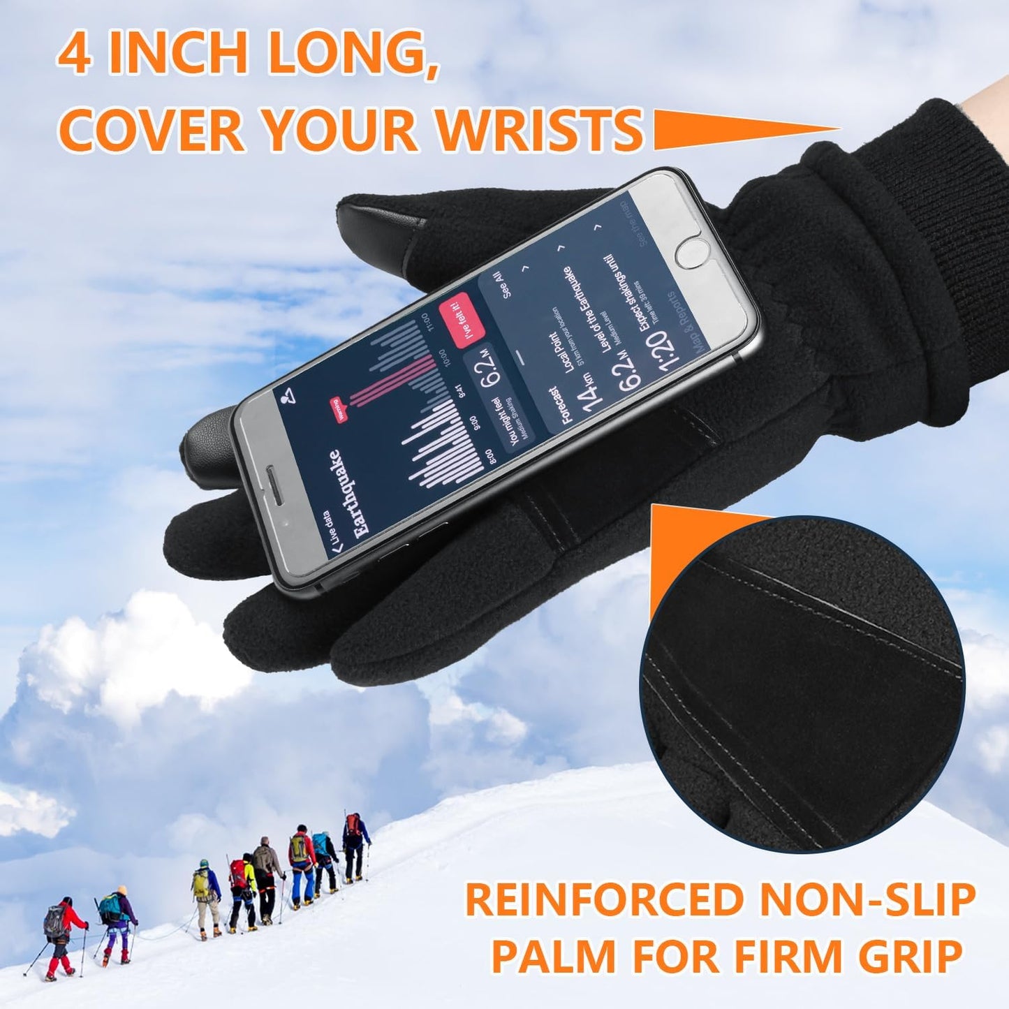 Cold Weather Gloves | Winter Fleece Warm Gloves | Men & Women Touchscreen Insulated Thermal Gloves for Ski Cycling