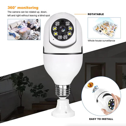 360° 1080P IP E27 Light Bulb Camera Wi-Fi IR Night Smart Home Wireless Security