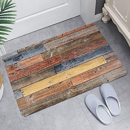 Flannel Mat Non Slip Bright 3D Print for Bedside and Living Room,Clearance Mats Absorbent Moisture Dust Forlaundry Room,Bath Rugs Sponge Foam Soft for Bathroom and Kitchenrustic Old Wooden Board