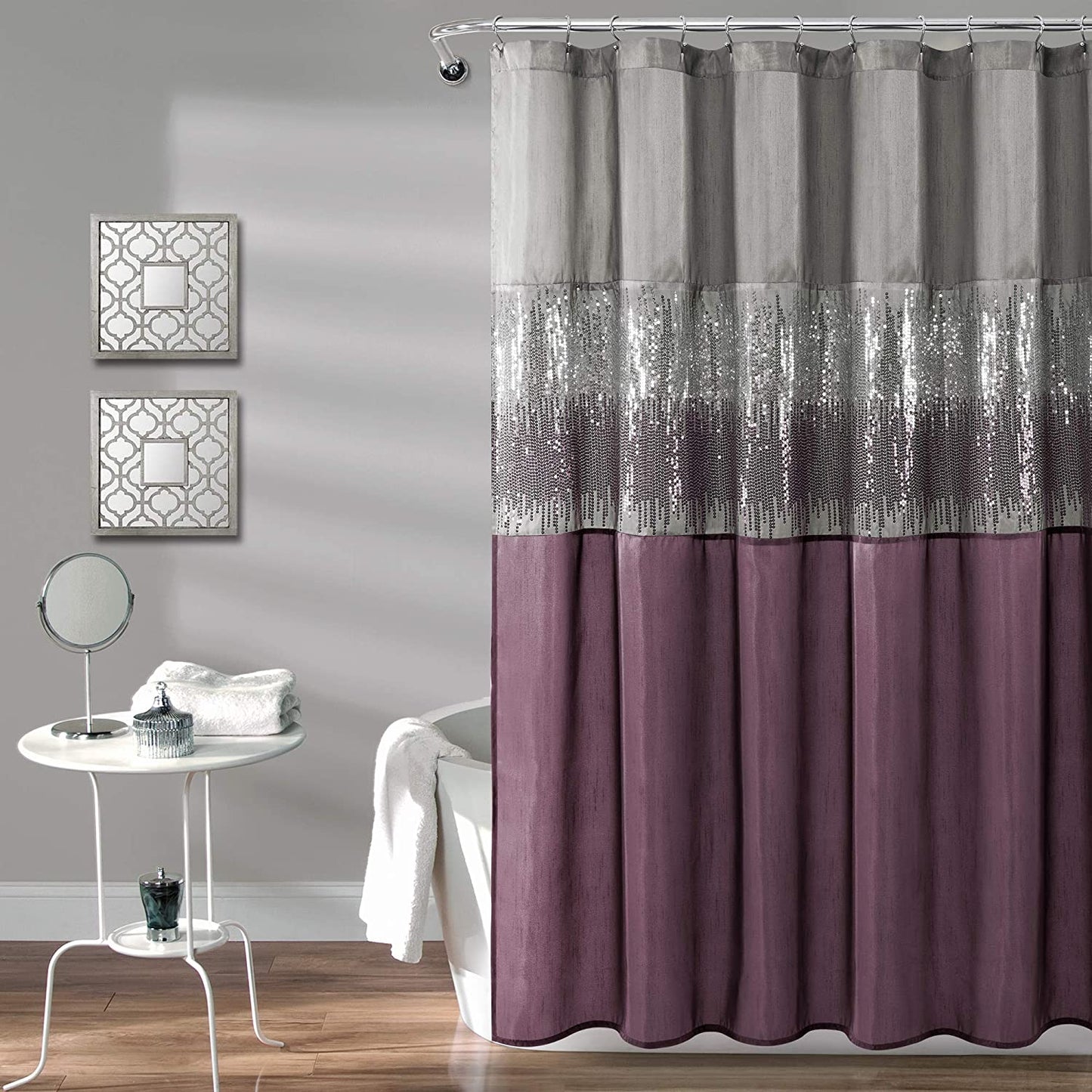 Night Sky Shower Curtain, 72" X 72", Gray & Purple