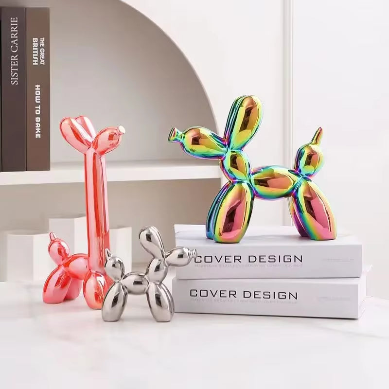 Creative Balloon Dog Abstract Ceramic Ornaments Sculpture Study Room Statue Home Office Accessories Decoration Gift