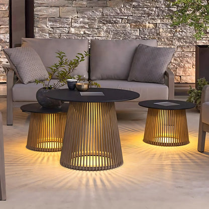 Outdoor Table with Solar Lights