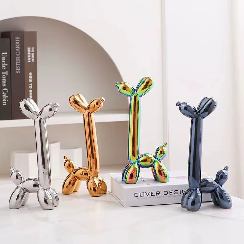 Creative Balloon Dog Abstract Ceramic Ornaments Sculpture Study Room Statue Home Office Accessories Decoration Gift