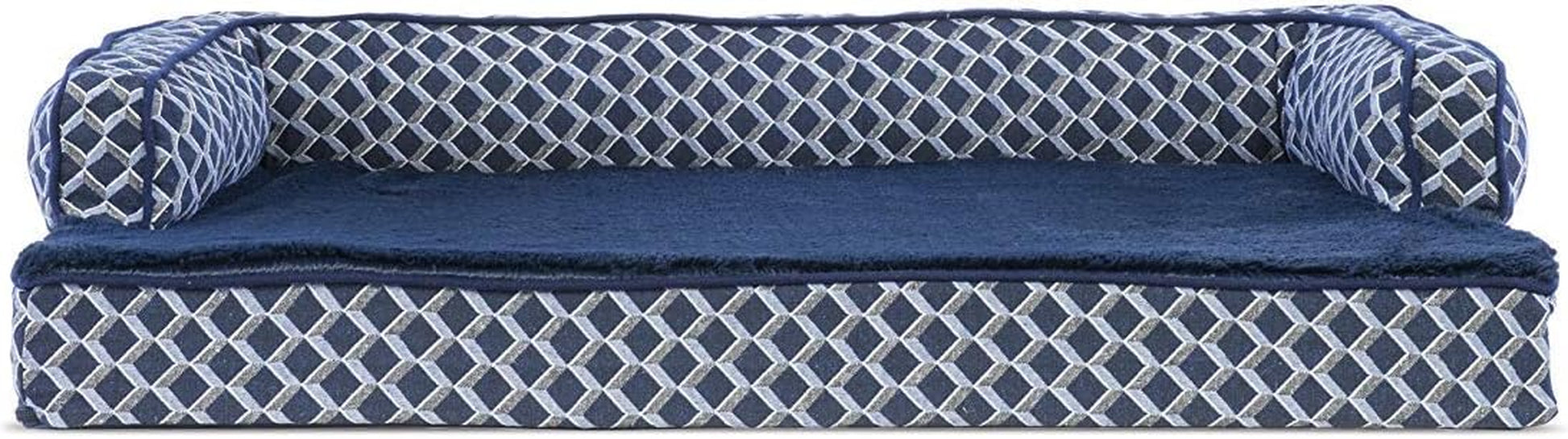 Orthopedic Dog Bed for Medium/Small Dogs W/ Removable Bolsters & Washable Cover, for Dogs up to 35 Lbs - Plush & Woven Decor Comfy Couch Sofa - Diamond Blue, Medium