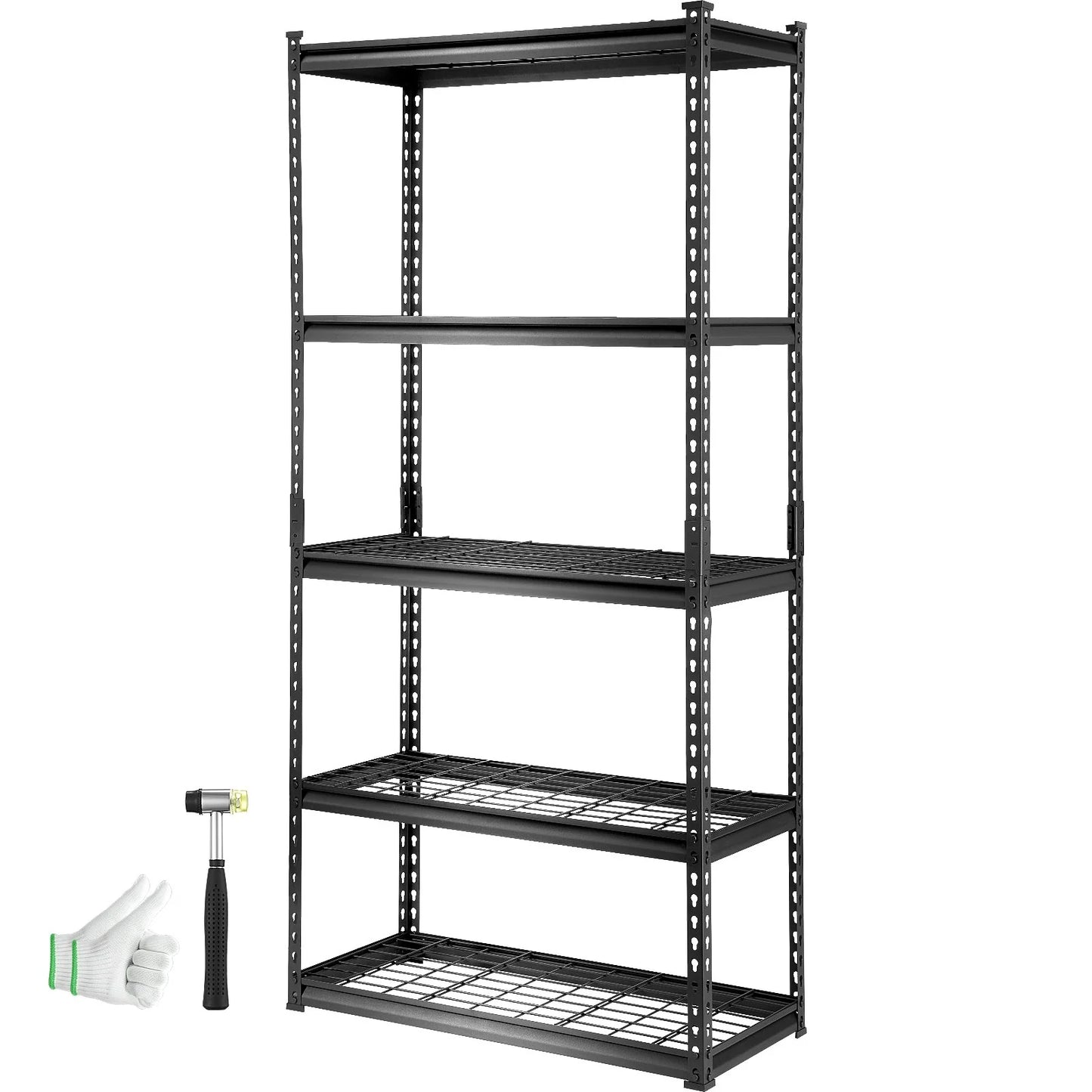 VEVOR Storage Shelving Unit, 5-Tier Adjustable, 2000 Lbs Capacity, Heavy Duty Garage Shelves Metal Organizer Wire Rack, Black, 36 L X 16 W X 72 H for Kitchen Pantry Basement Bathroom Laundry Closet