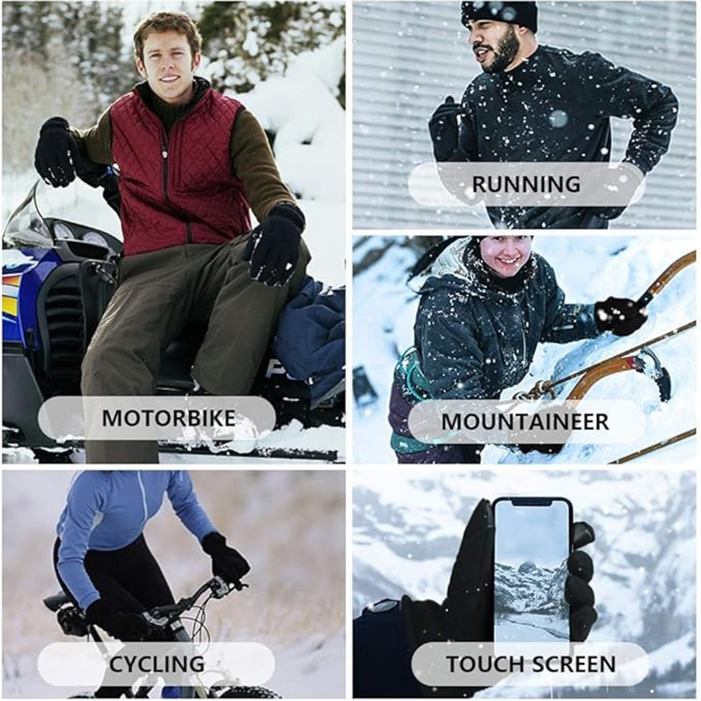 Cold Weather Gloves | Winter Fleece Warm Gloves | Men & Women Touchscreen Insulated Thermal Gloves for Ski Cycling