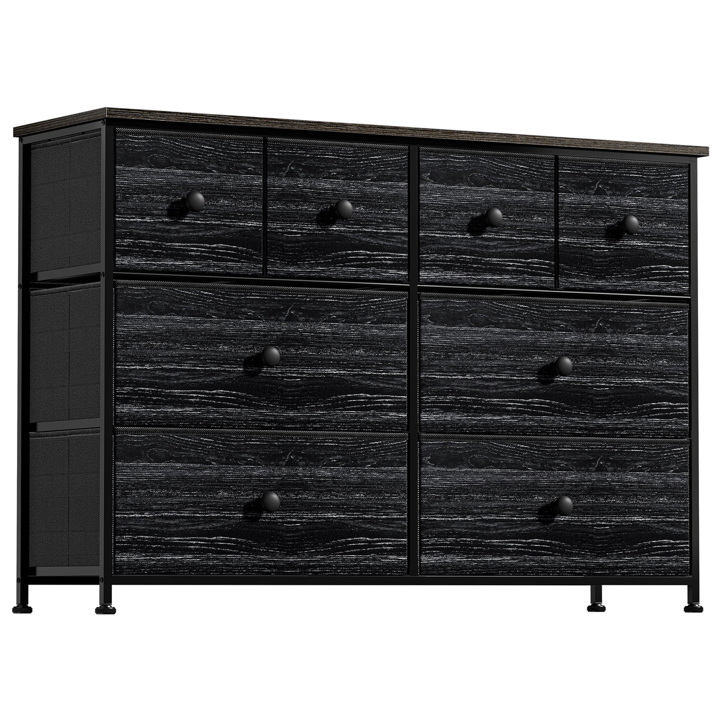 8 Drawer Dresser, Chest of Drawers for Bedroom, Fabric Drawer for Kids and Adult, Steel Frame and Wooden Top Black