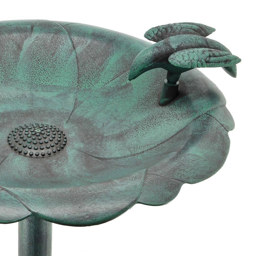 19-1/2 In. X 19-1/2 In. X 27 In. Polypropylene Verdigris Birdbath