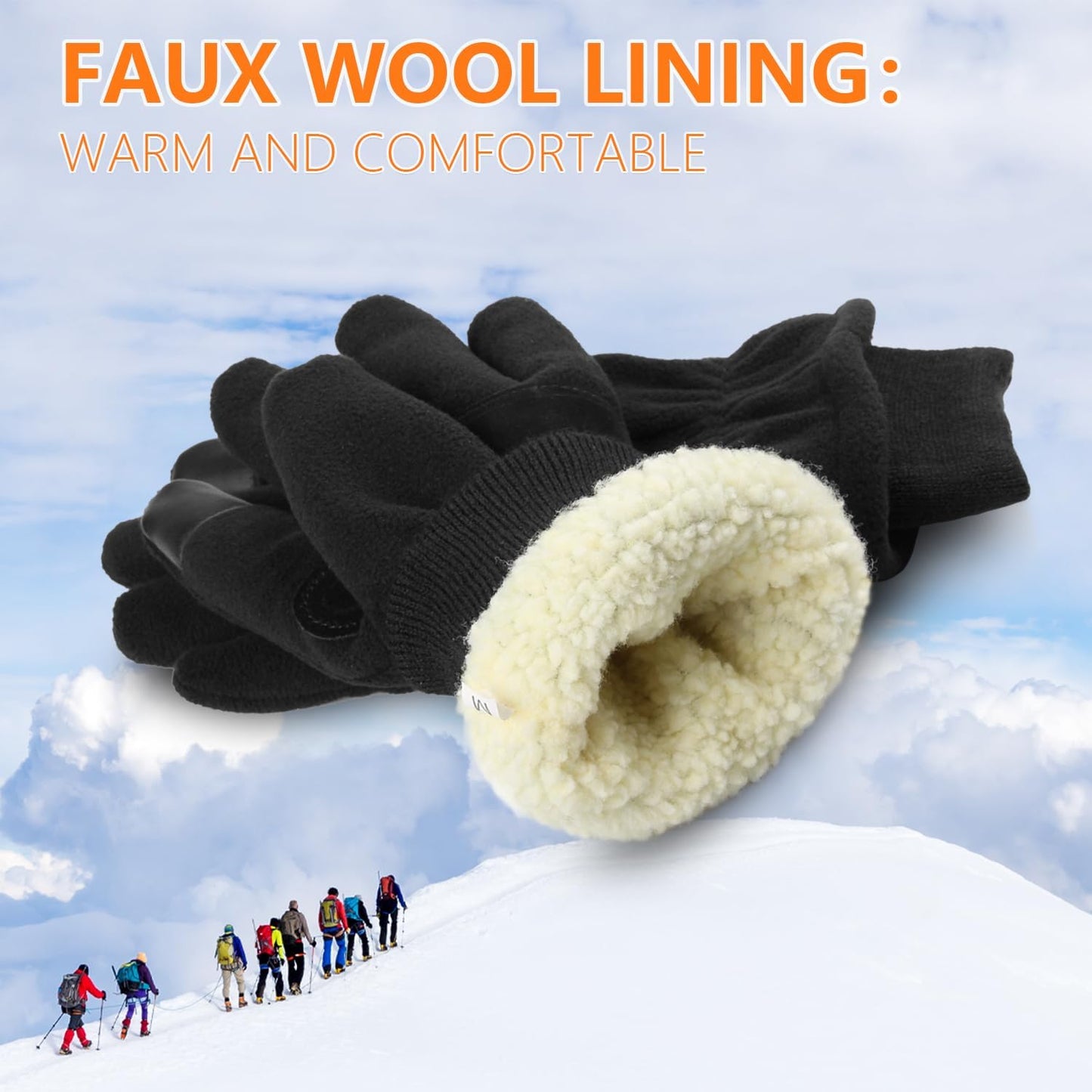 Cold Weather Gloves | Winter Fleece Warm Gloves | Men & Women Touchscreen Insulated Thermal Gloves for Ski Cycling