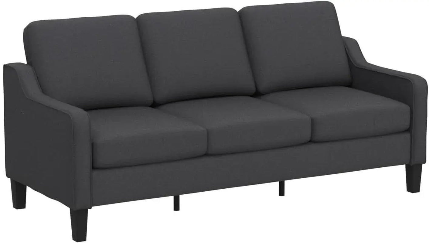 Small Couch Sofa 71" Comfy Couches for Living Room Dark Grey 3 Seat Sofa Couch Mid Century Modern Sofa Furniture Couches