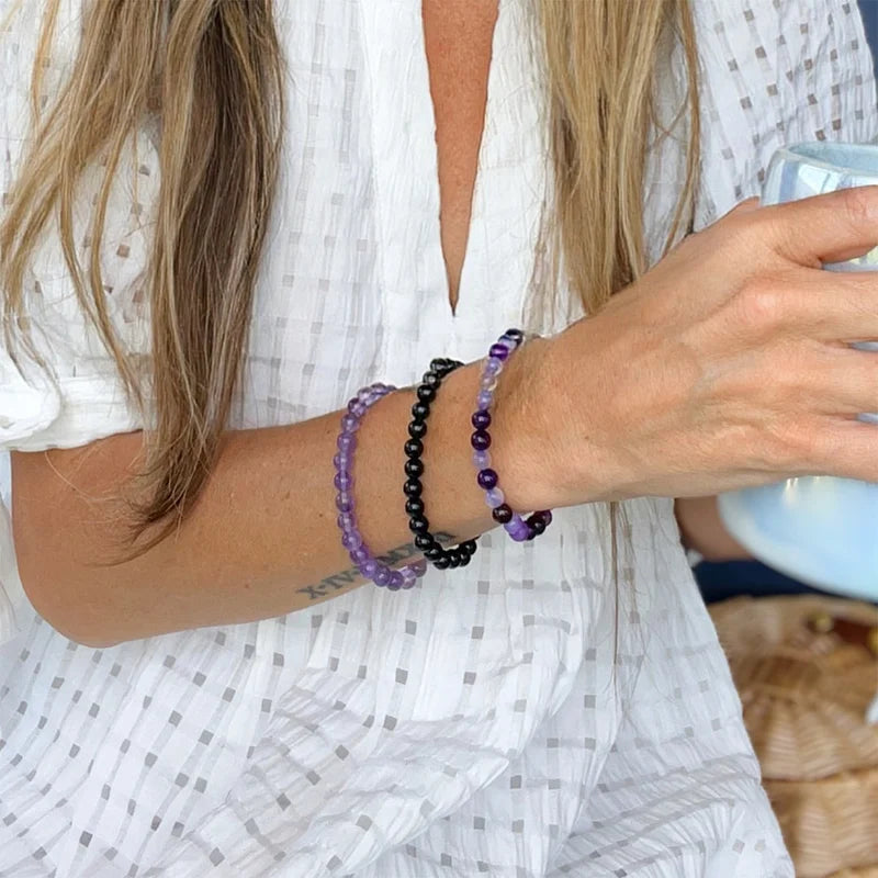 Amethyst Stress Relief Beaded Bracelet Set