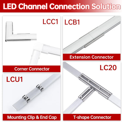 8Pack White Corner Connector Kit for LED Channel L Shape 90 Degree Connectors Fit  U1SW U Shape 17X7Mm LED Strip Channel LC07