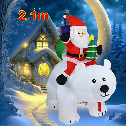 Christmas Inflatable Decoration Toy Built-In LED Lights Inflatable Model Ornament Xmas Party New Year Garden Indoor Outdoor Deco