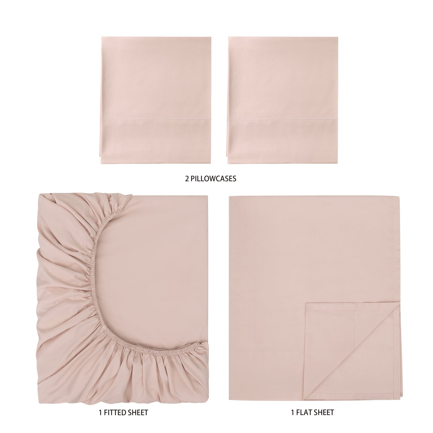 Super Soft High Quality Brushed Microfiber Bed Sheet Set, Queen, Pink Blush, 4 Piece