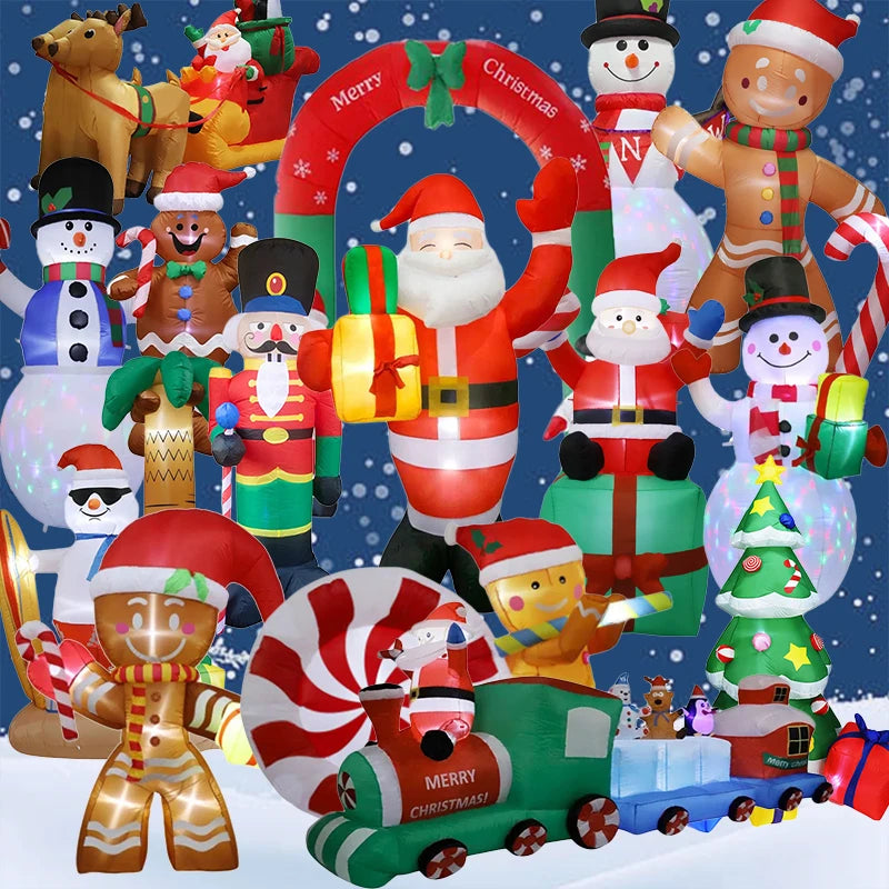 Christmas Inflatable Decoration Toy Built-In LED Lights Inflatable Model Ornament Xmas Party New Year Garden Indoor Outdoor Deco