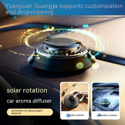 Portable Kinetic Car Air Freshener Solar Powered Double Ring Rotating Air Cleaner Perfume Fragrance Diffuser